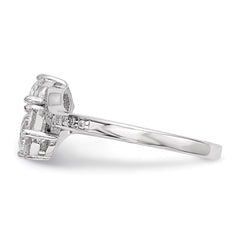 Sterling Silver Rhodium-plated Two Stone CZ Bypass Ring - 3