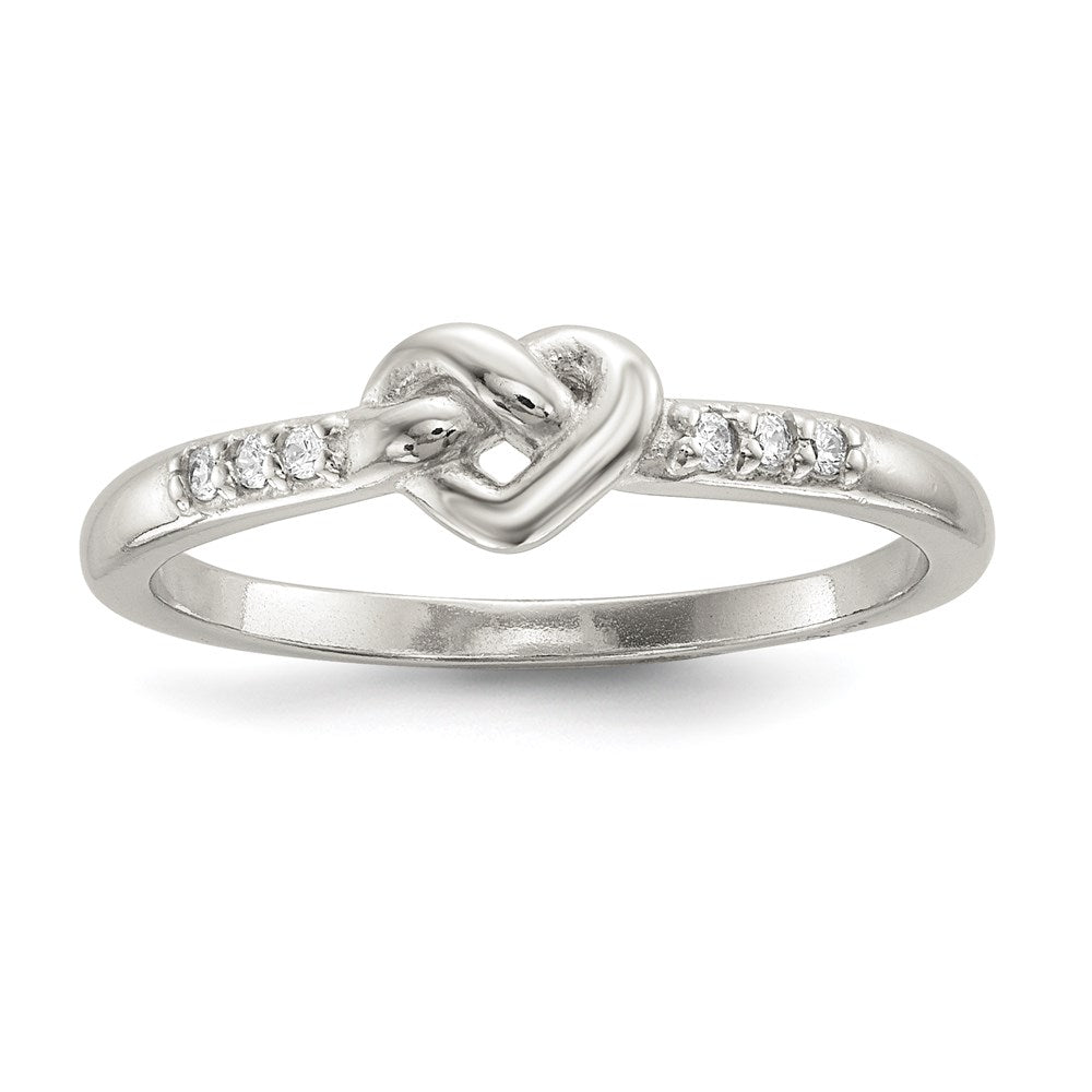 Sterling Silver CZ Heart Ring - 3