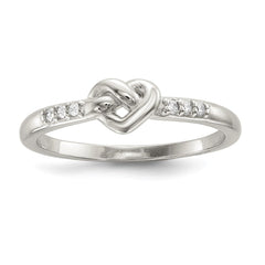 Sterling Silver CZ Heart Ring - 3
