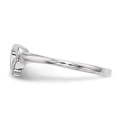 Sterling Silver Rhodium-plated Open Heart CZ Polished Ring - 3