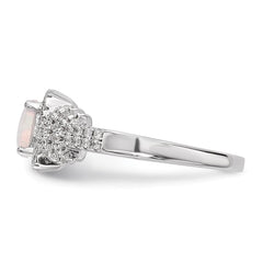 Sterling Silver Rhodium-plated CZ and Lab Created White Opal Ring - 3