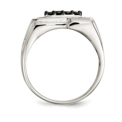 Sterling Silver Rhodium-plated Mens Black Diamond Polished Ring - 3