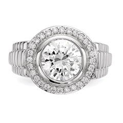 Sterling Silver Rhodium-plated Mens CZ Ring - 6