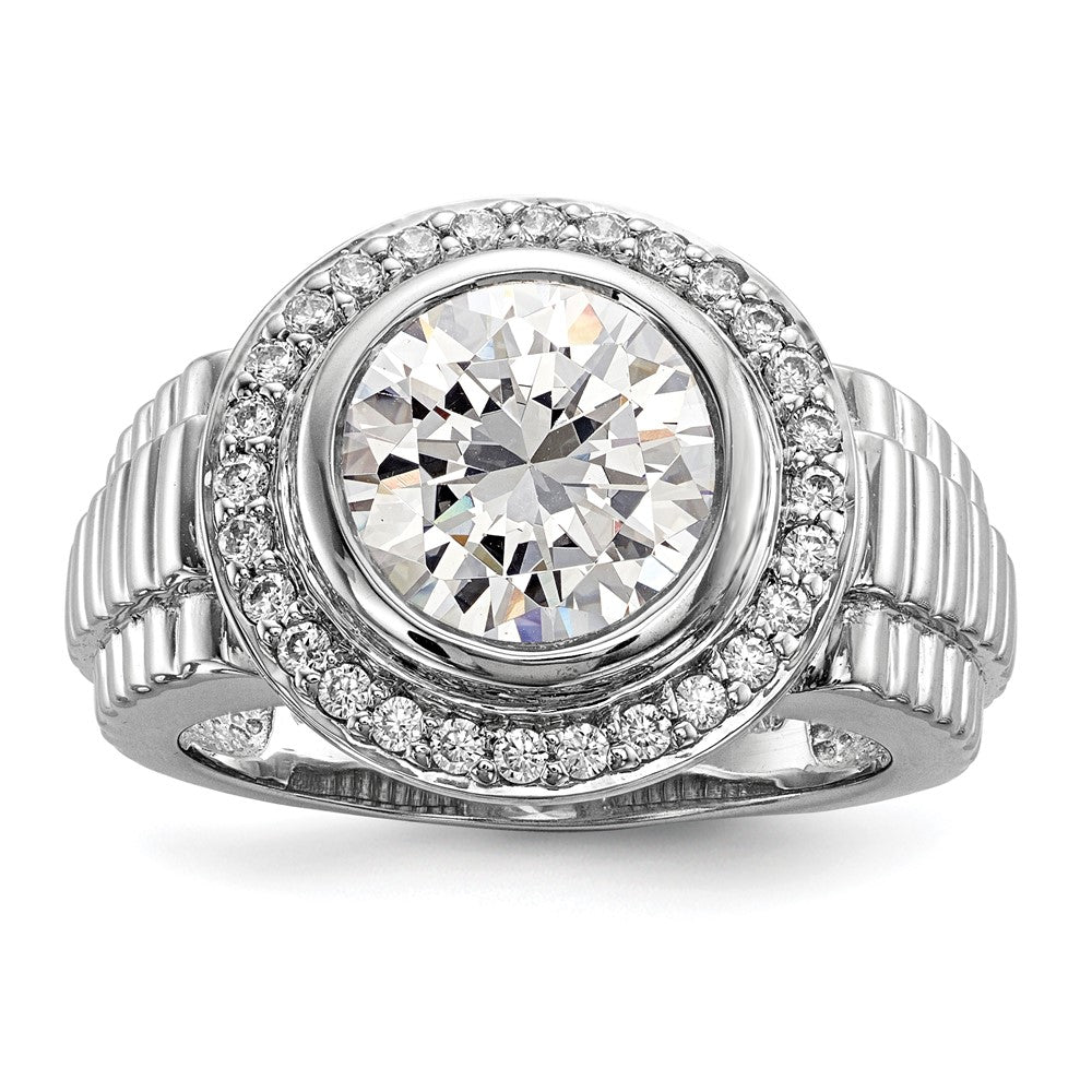 Sterling Silver Rhodium-plated Mens CZ Ring - 6