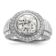 Sterling Silver Rhodium-plated Mens CZ Ring - 6