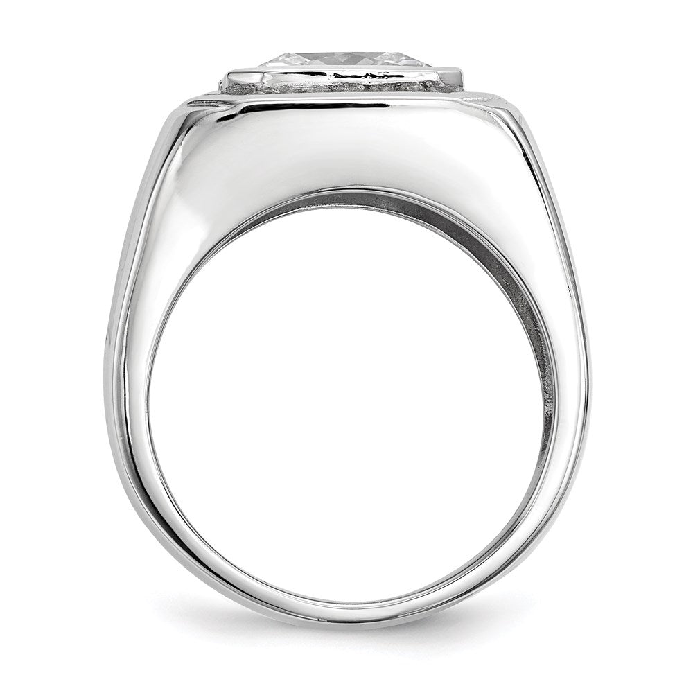 Sterling Silver Rhodium-plated Mens CZ Ring - 5