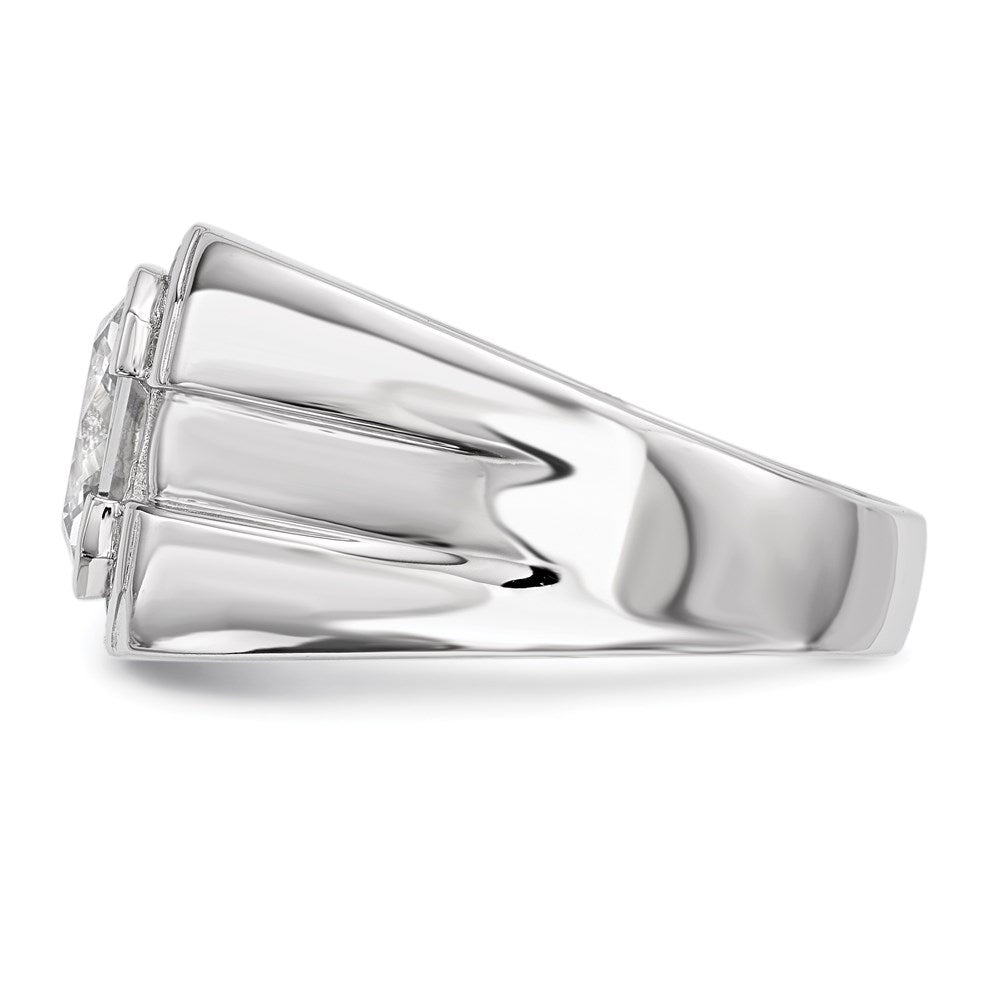 Sterling Silver Rhodium-plated Mens CZ Ring - 5