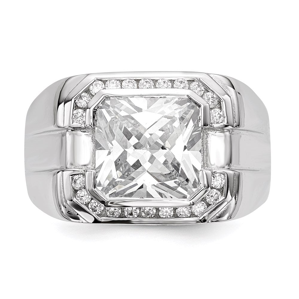 Sterling Silver Rhodium-plated Mens CZ Ring - 5