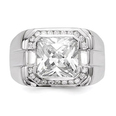 Sterling Silver Rhodium-plated Mens CZ Ring - 5
