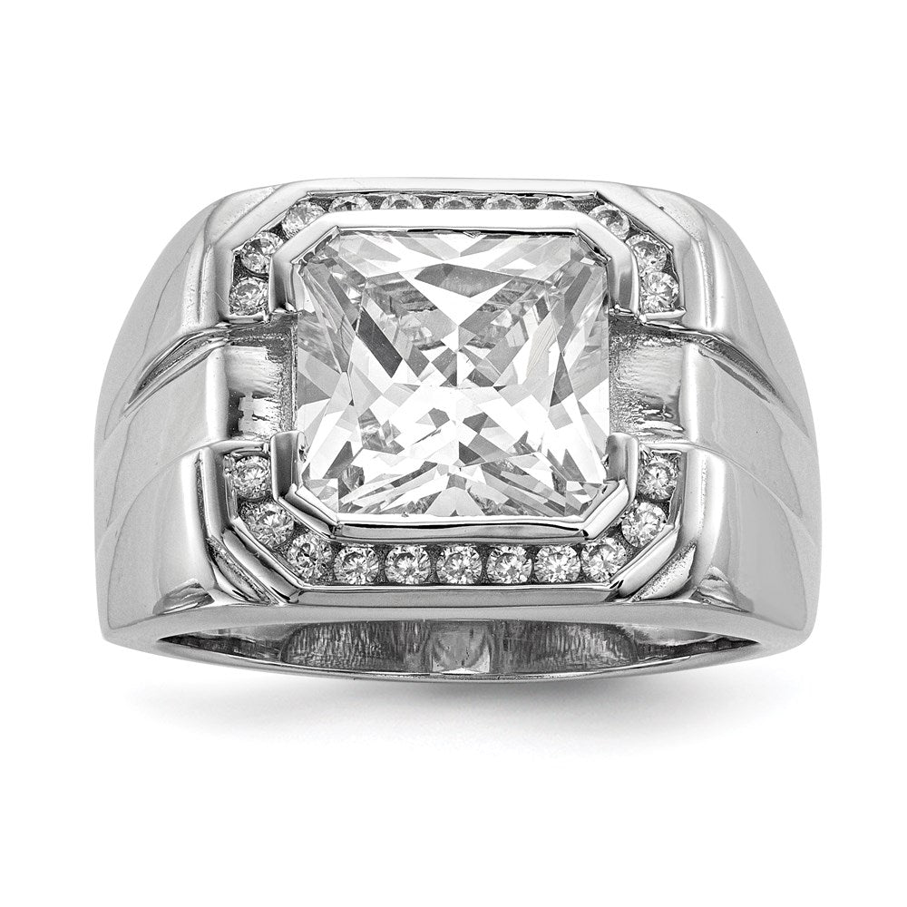 Sterling Silver Rhodium-plated Mens CZ Ring - 5