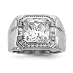 Sterling Silver Rhodium-plated Mens CZ Ring - 5