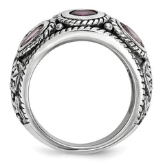Sterling Silver Rhod. w/14k Pink Qrtz Rhodolite GA & Pink Tourmaline Ring - 2