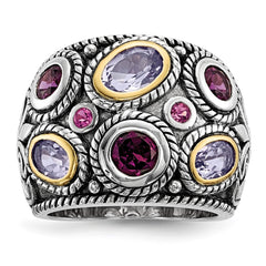 Sterling Silver Rhod. w/14k Pink Qrtz Rhodolite GA & Pink Tourmaline Ring - 2
