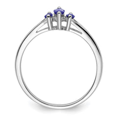 Sterling Silver Rhodium 3 Stone Tanzanite Ring - 2