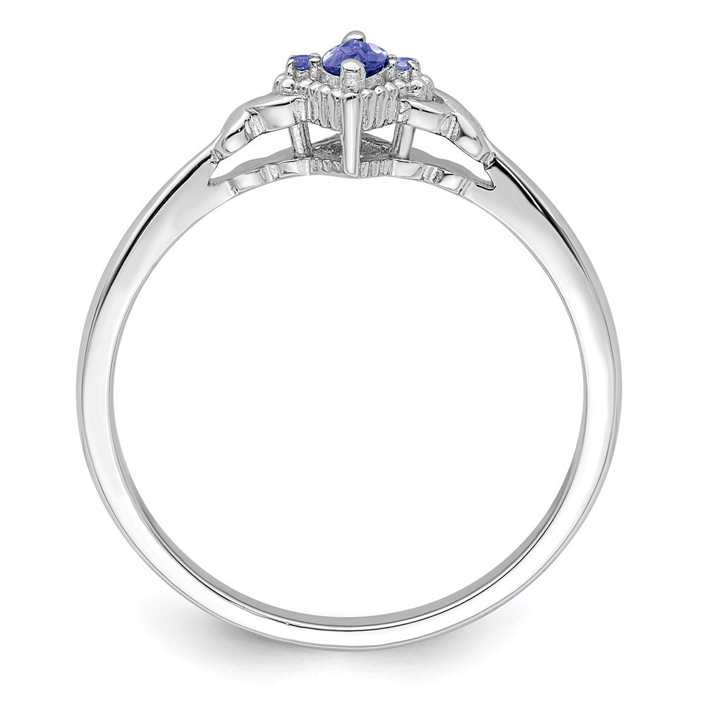 Sterling Silver Rhodium Diam. and Tanzanite Ring - 3