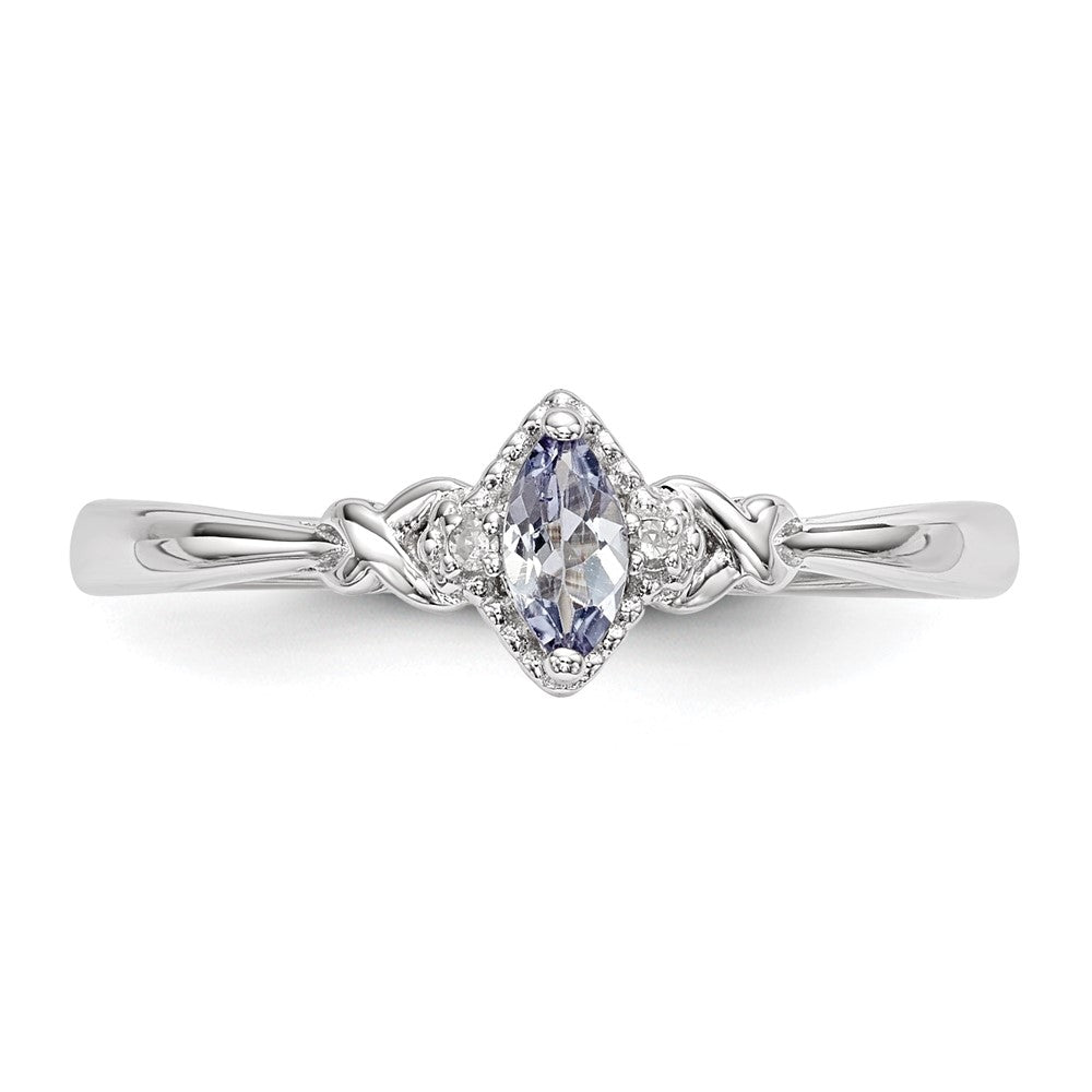 Sterling Silver Rhodium Diam. and Tanzanite Ring - 3