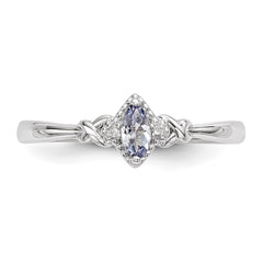 Sterling Silver Rhodium Diam. and Tanzanite Ring - 3