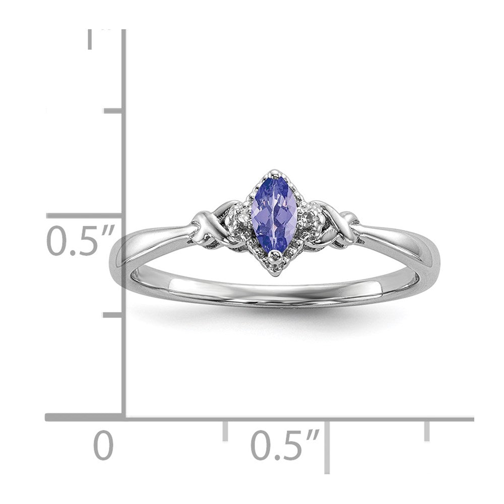 Sterling Silver Rhodium Diam. and Tanzanite Ring - 3
