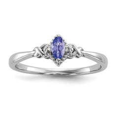 Sterling Silver Rhodium Diam. and Tanzanite Ring - 2