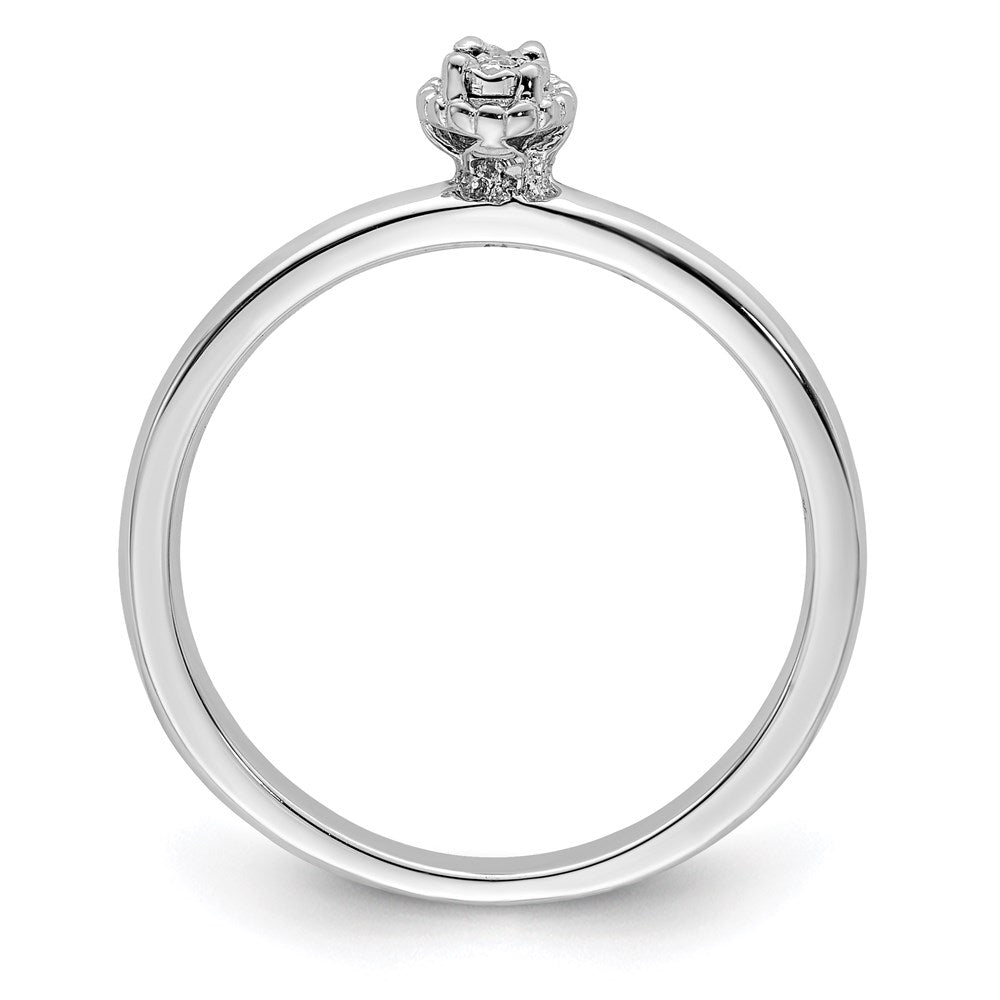 Sterling Silver Rhodium Plated Polished Diamond Ring - 4