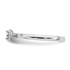 Sterling Silver Rhodium Plated Polished Diamond Ring - 4
