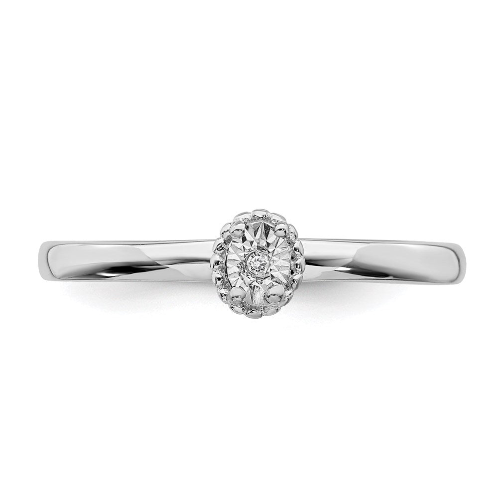 Sterling Silver Rhodium Plated Polished Diamond Ring - 4