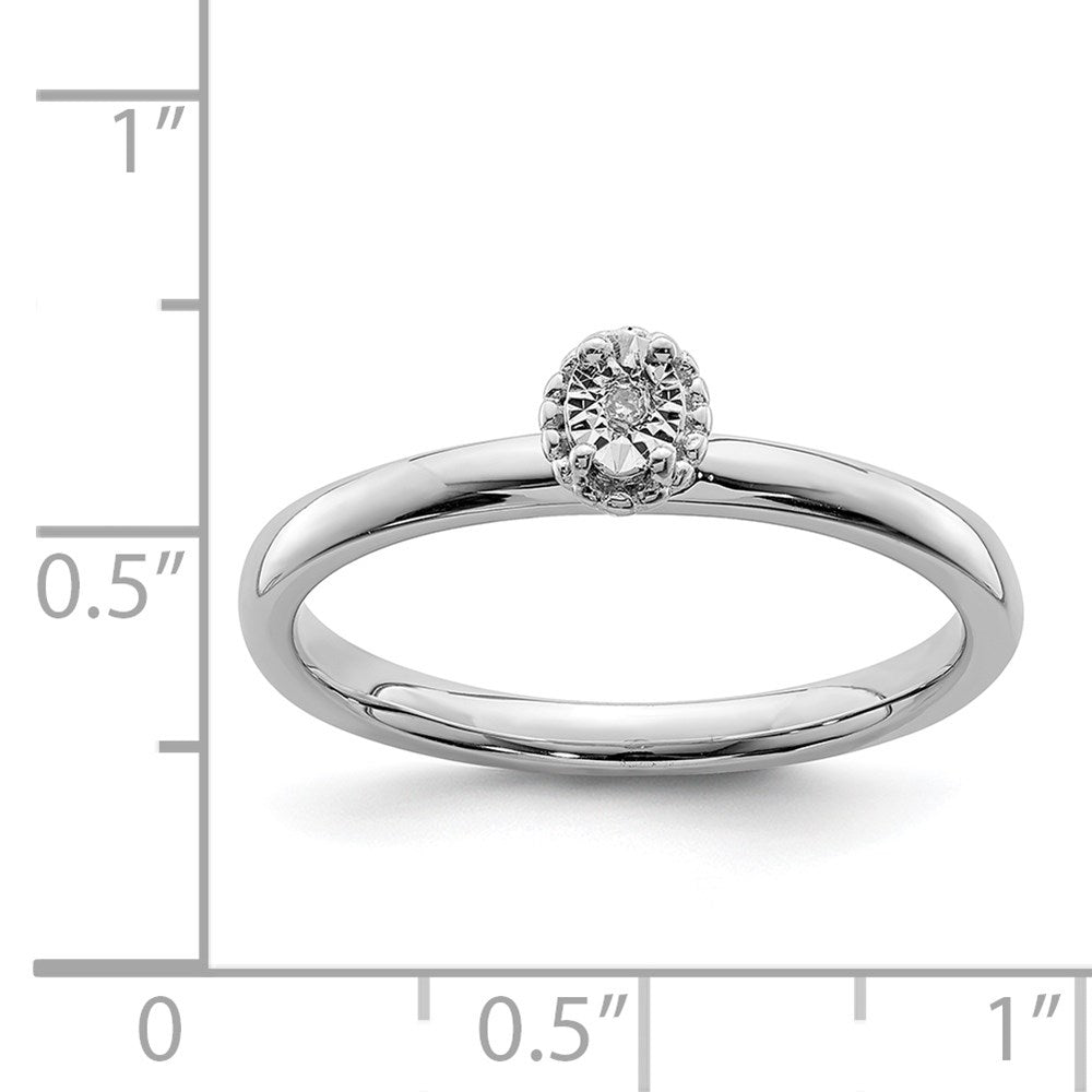 Sterling Silver Rhodium Plated Polished Diamond Ring - 4