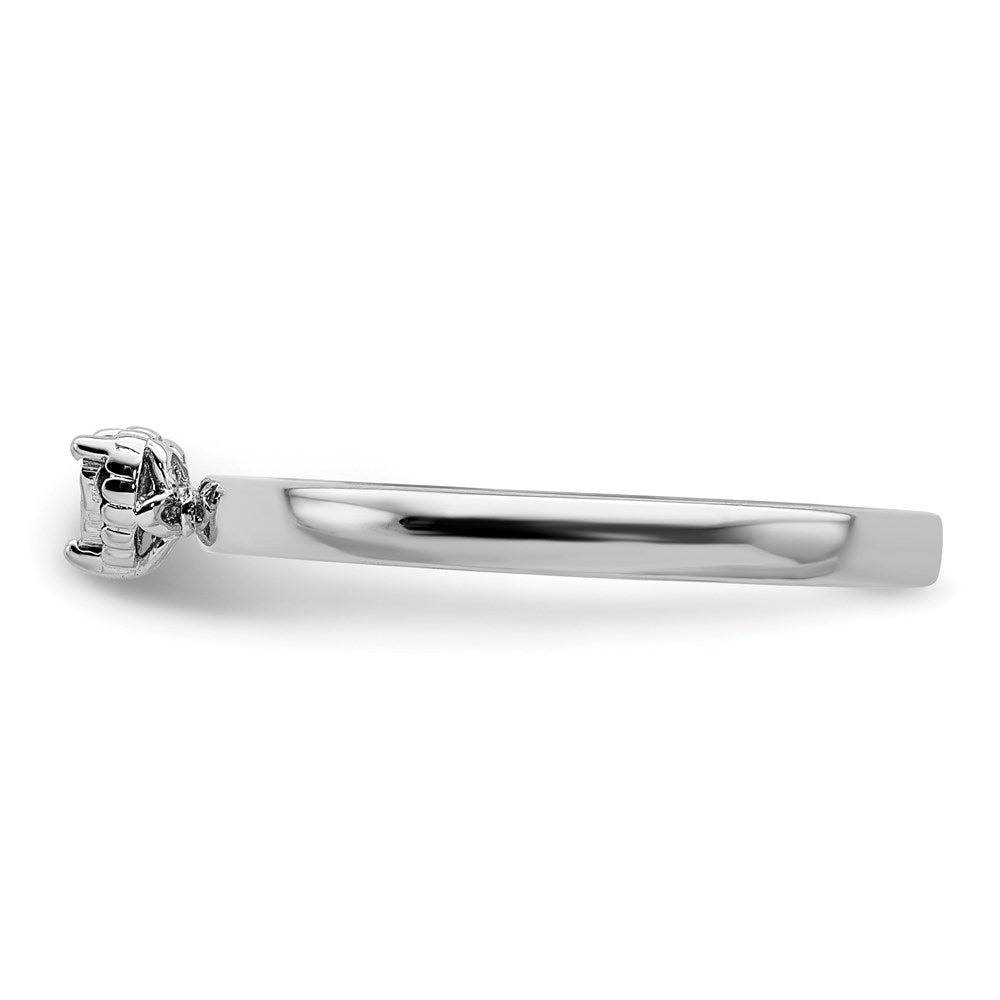 Sterling Silver Rhodium Plated Polished Diamond Heart Shape Ring - 2