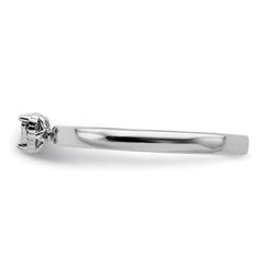Sterling Silver Rhodium Plated Polished Diamond Heart Shape Ring - 2