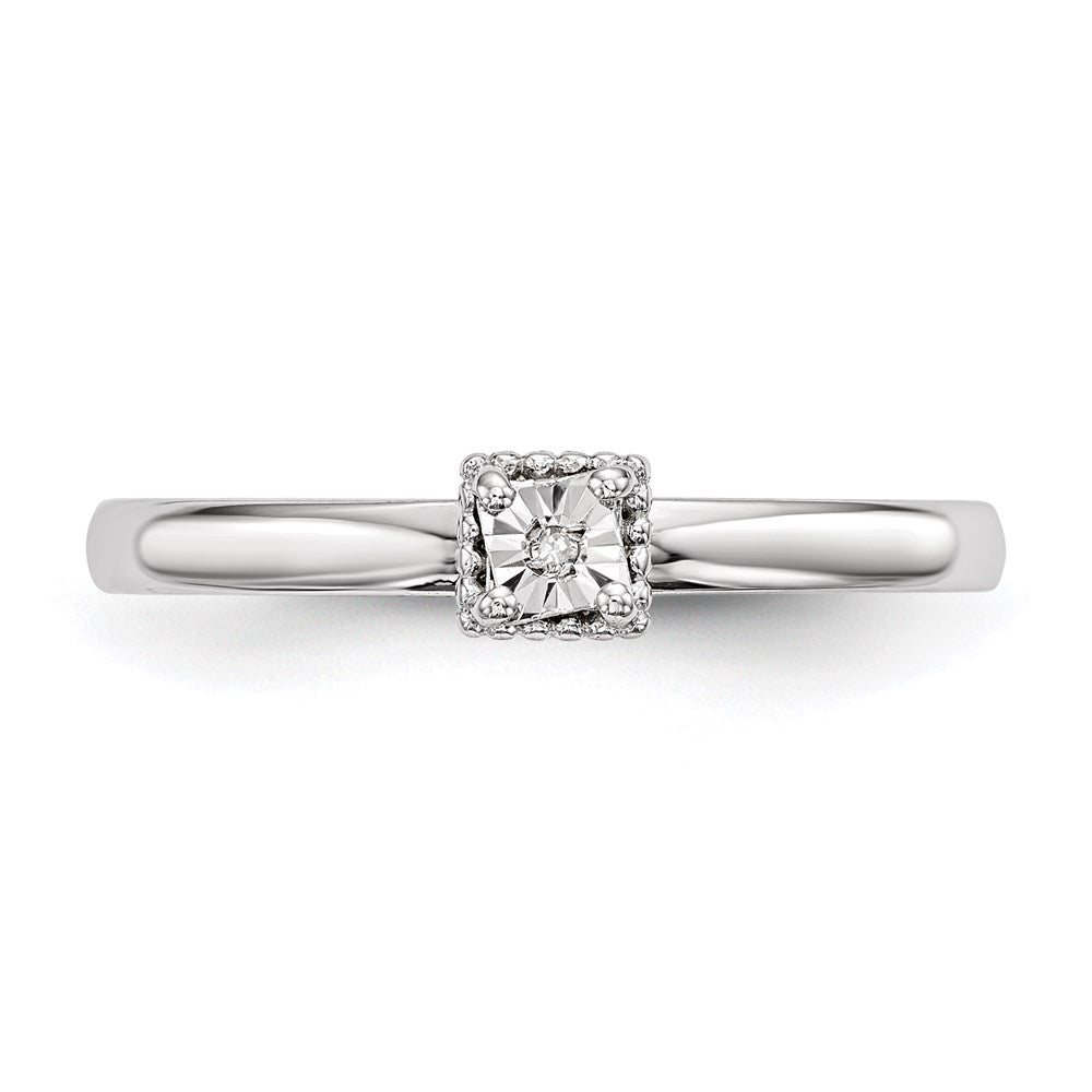 Sterling Silver Rhodium Plated Polished Diamond Heart Shape Ring - 3