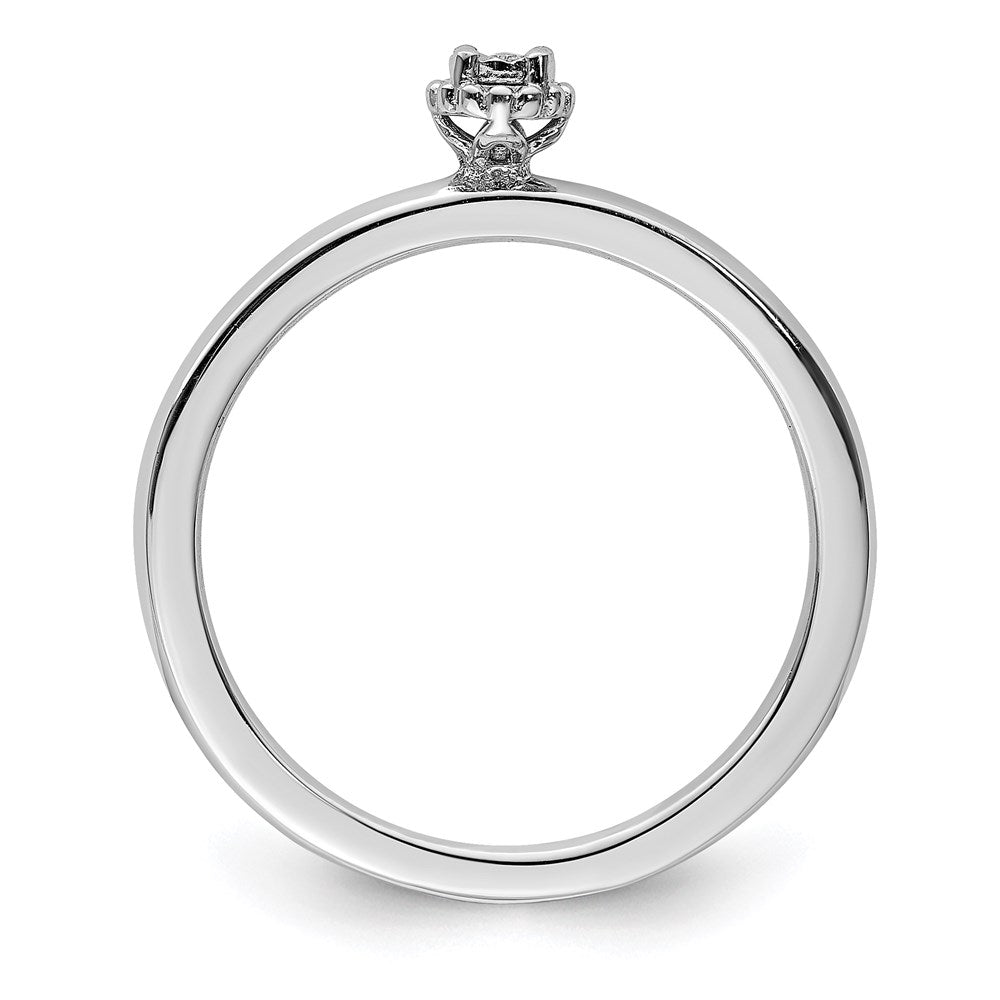Sterling Silver Rhodium Plated Polished Diamond Ring - 9