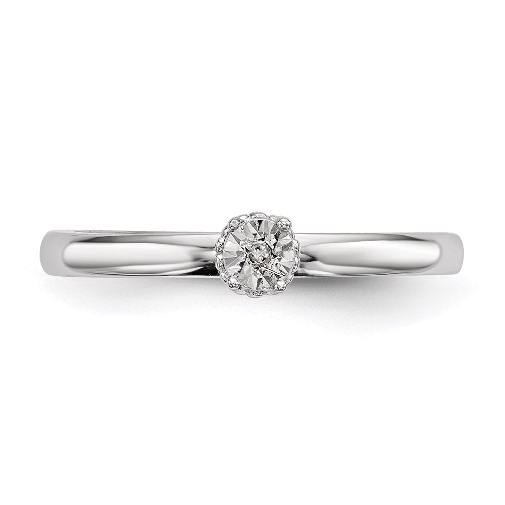 Sterling Silver Rhodium Plated Polished Diamond Ring - 9