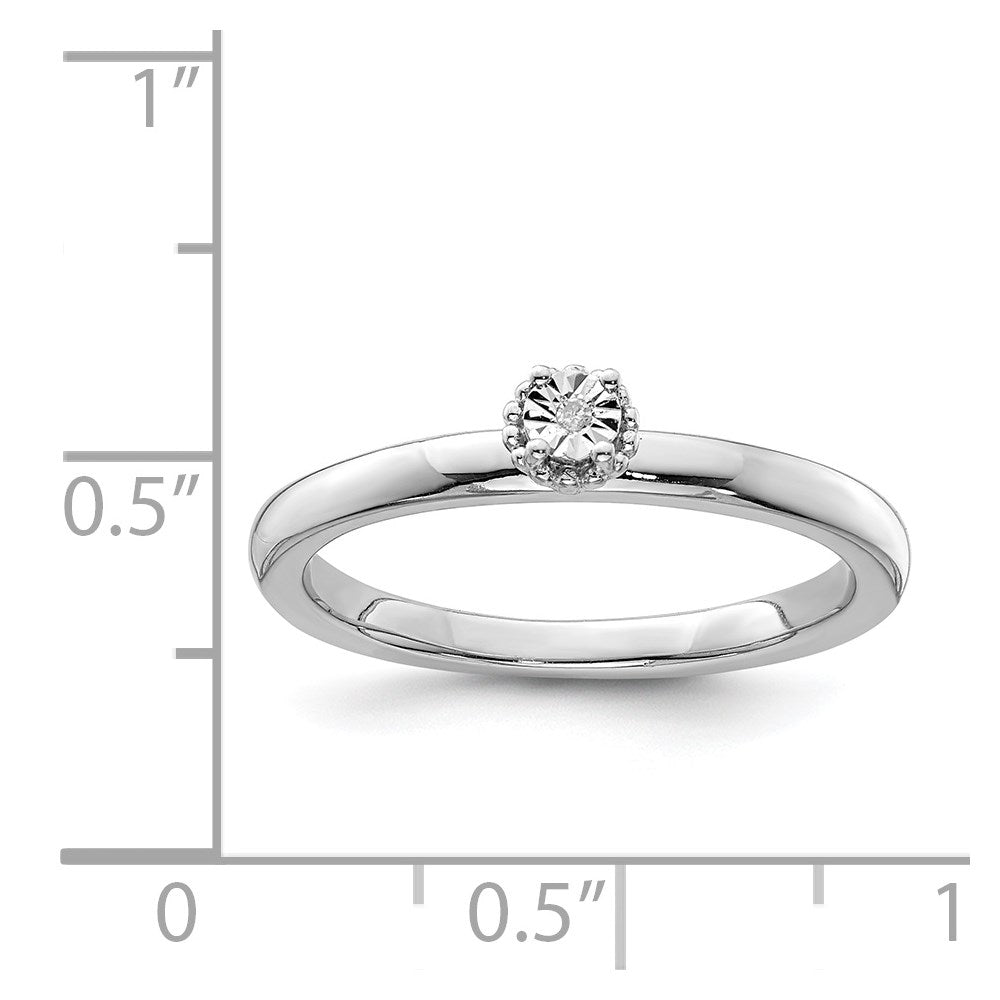 Sterling Silver Rhodium Plated Polished Diamond Ring - 9