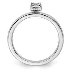 Sterling Silver Rhodium Plated Polished Diamond Square Shape Ring - 3