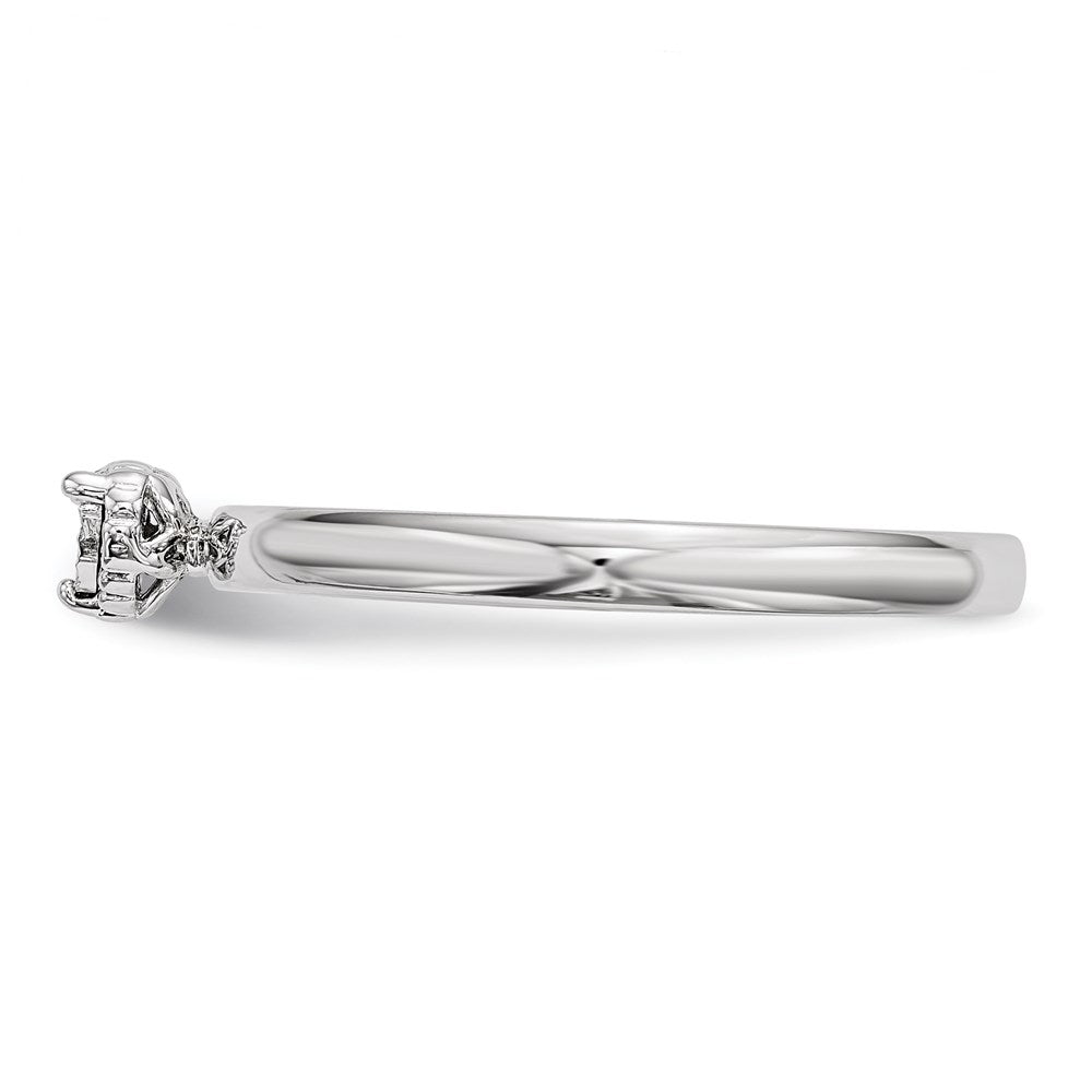 Sterling Silver Rhodium Plated Polished Diamond Square Shape Ring - 2