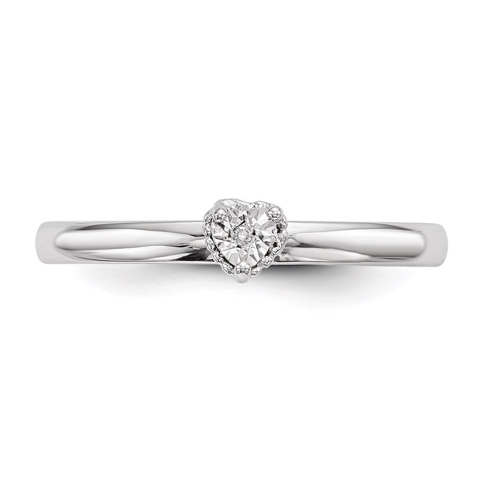 Sterling Silver Rhodium Plated Polished Diamond Square Shape Ring - 3