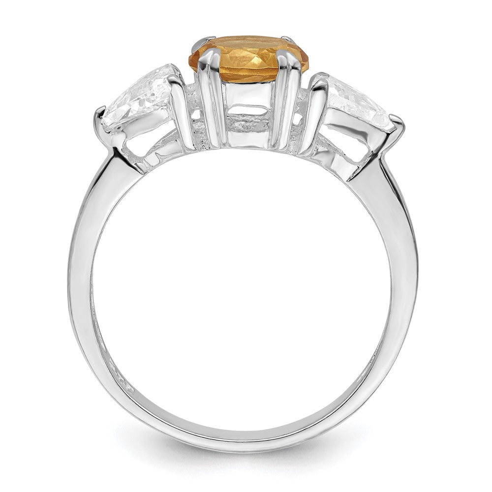 Sterling Silver Rhodium Citrine ring - 9