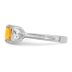 Sterling Silver Rhodium Citrine ring - 5