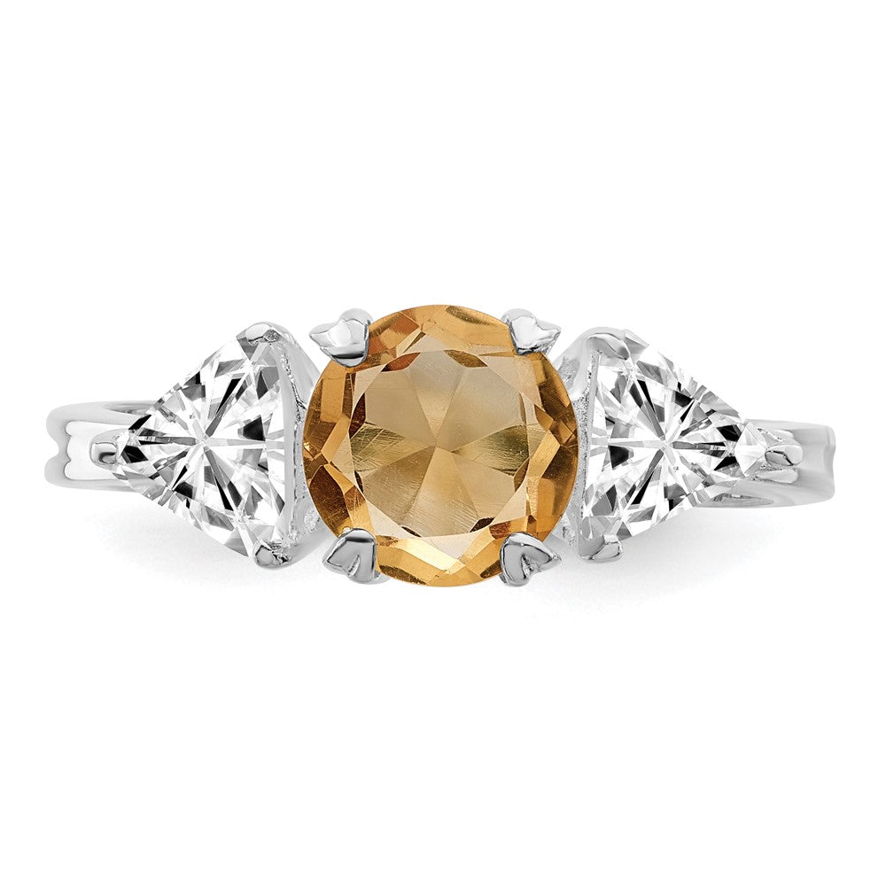 Sterling Silver Rhodium Citrine ring - 9