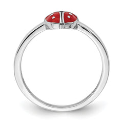 Sterling Silver Rhod-plated Polished & Enameled Ladybug Children's Ring - 2