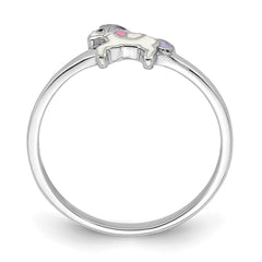 Sterling Silver RH-plated Multi-color Enameled Unicorn Children's Ring - 2
