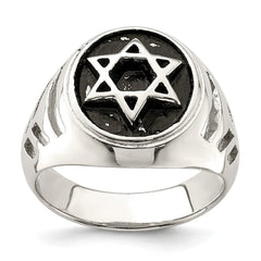 Sterling Silver Antiqued Star of David Ring - 3
