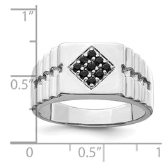 Sterling Silver Rhodium-plated Men's Onyx Ring - 5