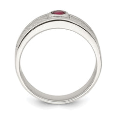 Sterling Silver Rhodium-plated Men's Ruby Ring - 2