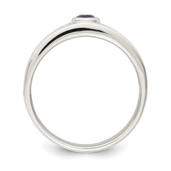 Sterling Silver Rhodium-plated Men's Blue Sapphire Ring - 6