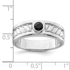 Sterling Silver Rhodium-plated Men's Onyx Ring - 14
