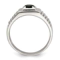 Sterling Silver Rhodium-plated Men's Onyx and White Topaz Ring - 4