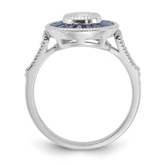 Sterling Silver Rhodium-plated Synthetic Blue Spinel and CZ Ring - 3