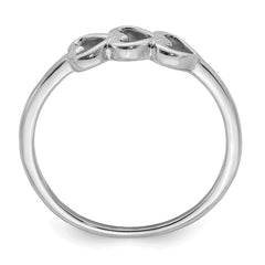Sterling Silver Rhodium Plated Hearts Ring - 3