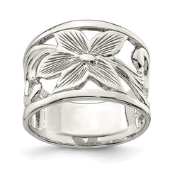 Sterling Silver Rhodium-plated Flower Ring - 3